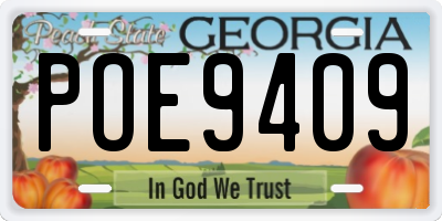 GA license plate POE9409