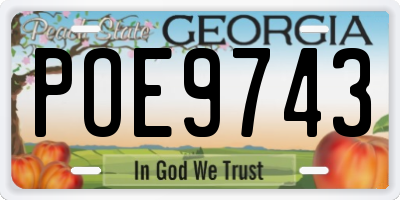 GA license plate POE9743