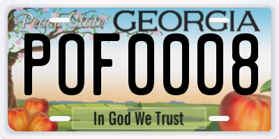 GA license plate POF0008