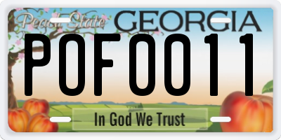GA license plate POF0011