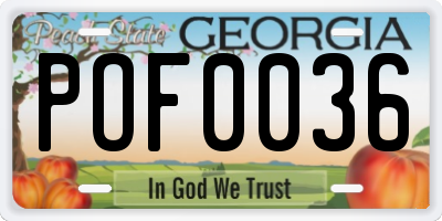 GA license plate POF0036
