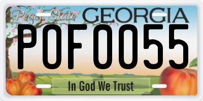 GA license plate POF0055