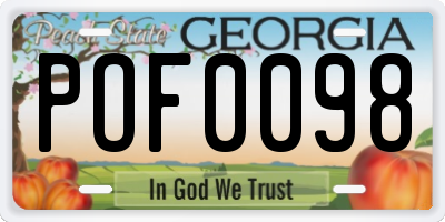 GA license plate POF0098