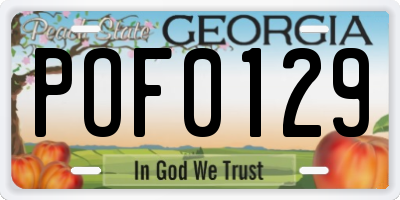 GA license plate POF0129
