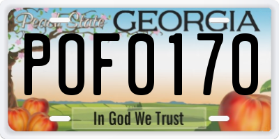 GA license plate POF0170