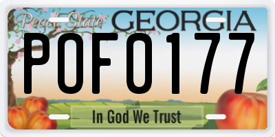 GA license plate POF0177