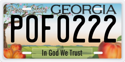GA license plate POF0222