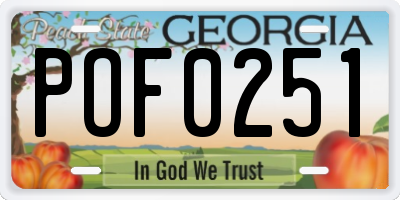 GA license plate POF0251