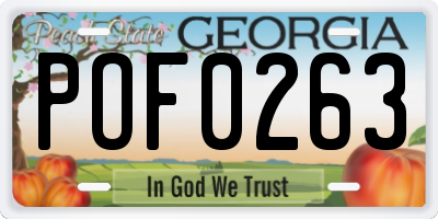 GA license plate POF0263