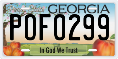 GA license plate POF0299
