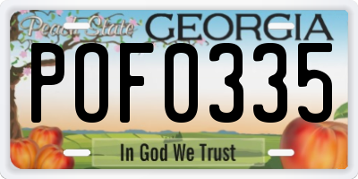 GA license plate POF0335