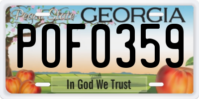 GA license plate POF0359