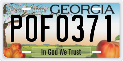 GA license plate POF0371