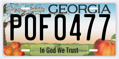 GA license plate POF0477