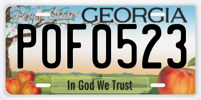 GA license plate POF0523
