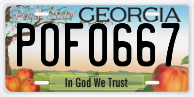 GA license plate POF0667