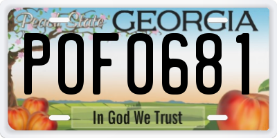 GA license plate POF0681