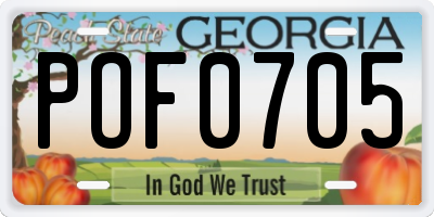 GA license plate POF0705