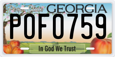 GA license plate POF0759