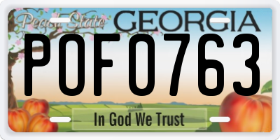 GA license plate POF0763