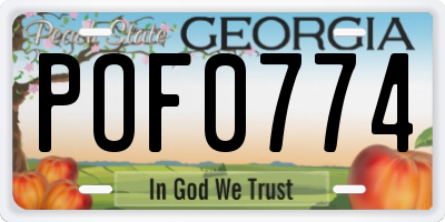 GA license plate POF0774