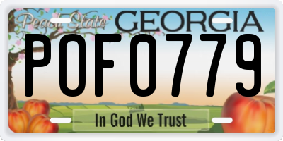 GA license plate POF0779