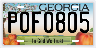 GA license plate POF0805
