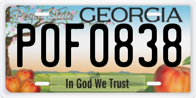 GA license plate POF0838