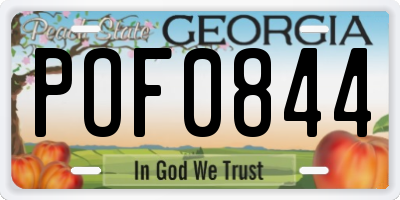 GA license plate POF0844