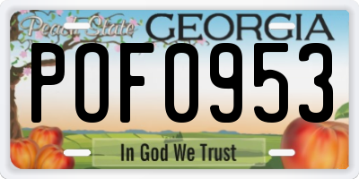 GA license plate POF0953