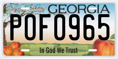 GA license plate POF0965