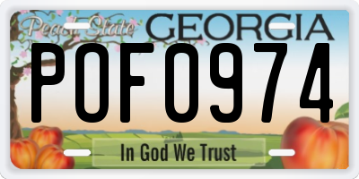 GA license plate POF0974