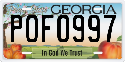 GA license plate POF0997