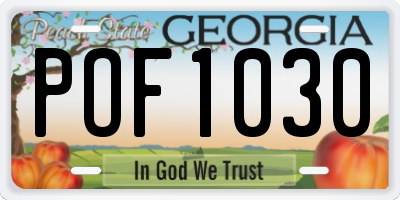GA license plate POF1030