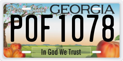 GA license plate POF1078