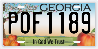 GA license plate POF1189