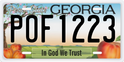 GA license plate POF1223