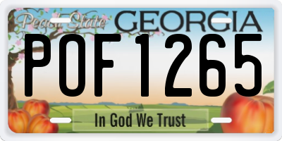 GA license plate POF1265