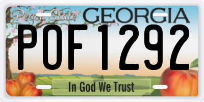 GA license plate POF1292