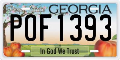 GA license plate POF1393