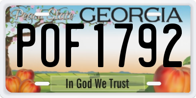 GA license plate POF1792