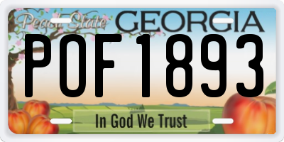 GA license plate POF1893