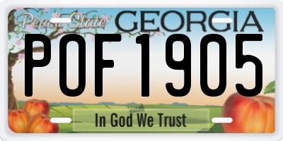 GA license plate POF1905