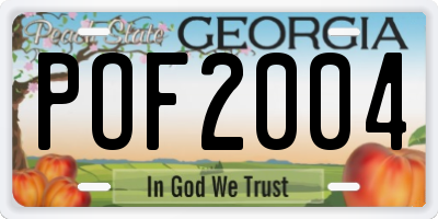 GA license plate POF2004