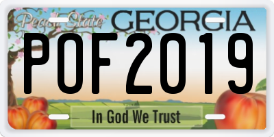 GA license plate POF2019