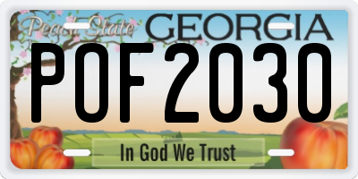 GA license plate POF2030