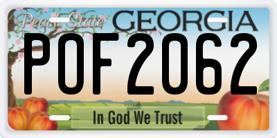GA license plate POF2062