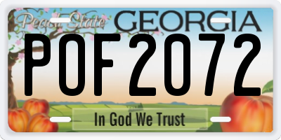 GA license plate POF2072