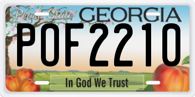 GA license plate POF2210