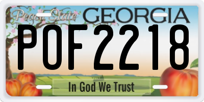 GA license plate POF2218